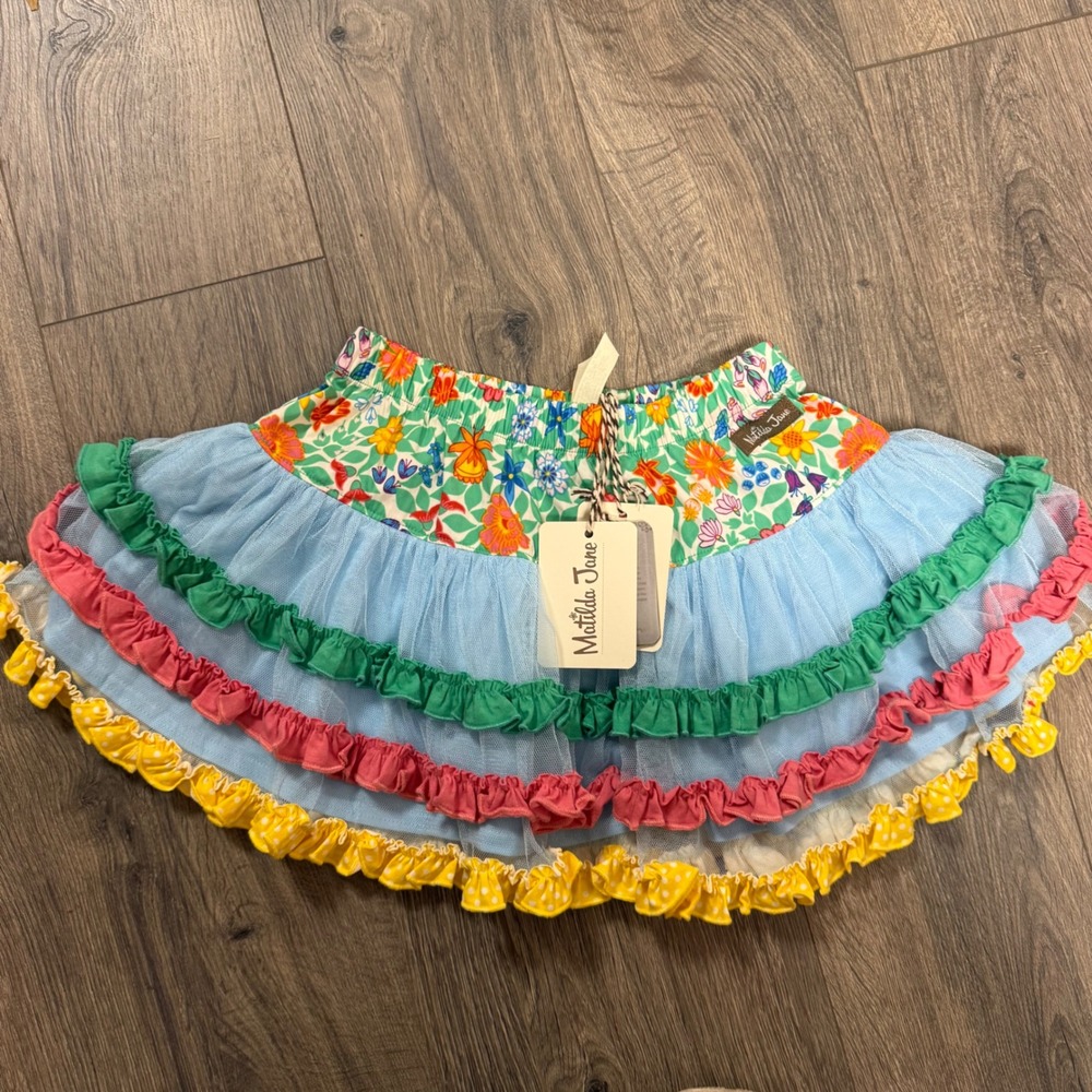 Matilda Jane Field of Flowers Skirt Kids 4 Multicolor NWT Tiered Ruffle 27223SB